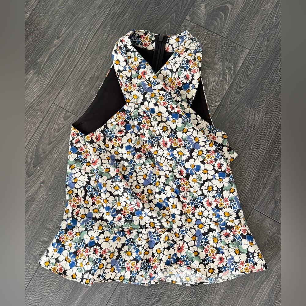 Veronica Beard Multicolor Floral Peplum Top